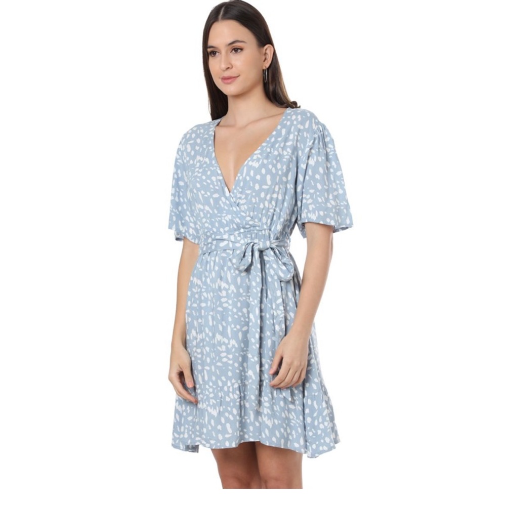 Myra Bag Blue Polka Dot Wrap Dress- NWOT